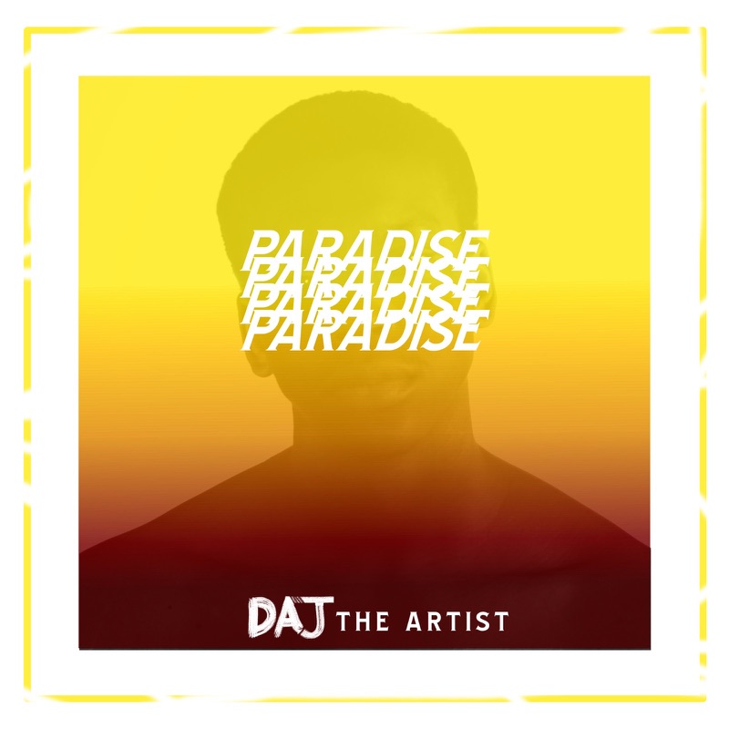 Yellow gradient album cover with repeated Paradise title type