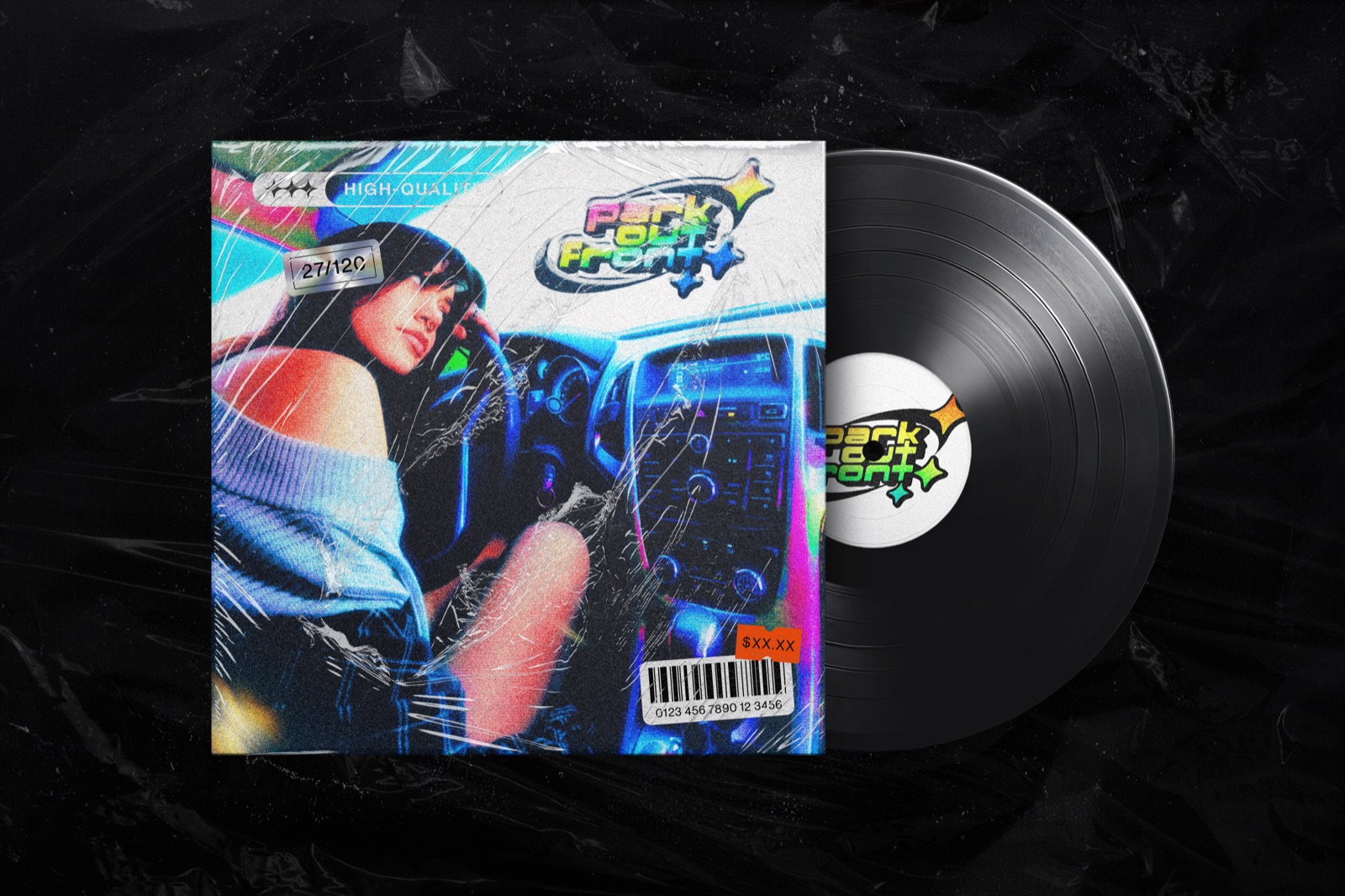 Vinyl record and sleeve mockup for Park Out Front