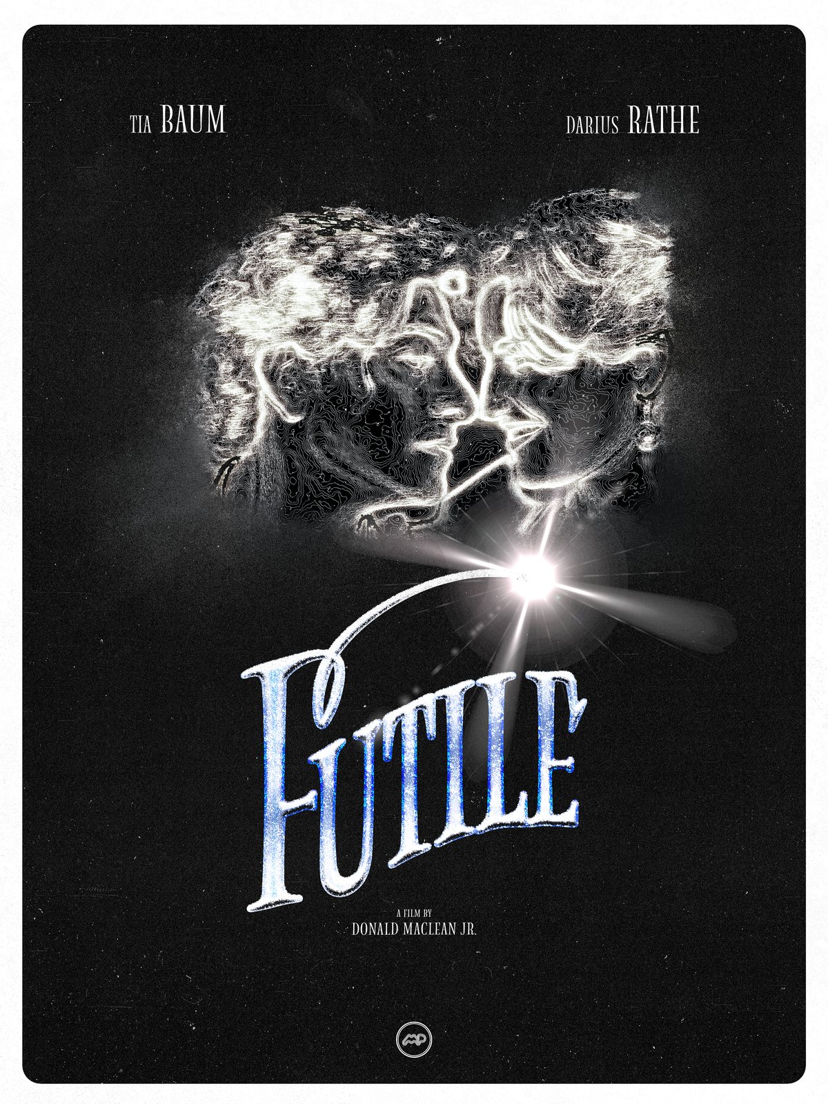 Futile poster with a bloom of light over the title