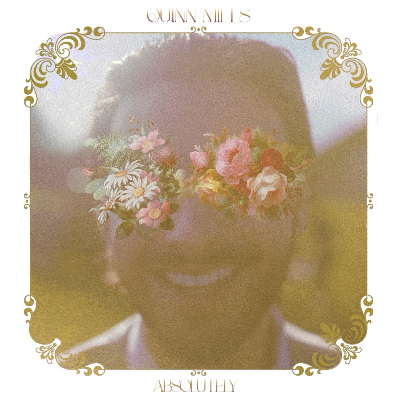 Portrait wearing a crown of flowers inside an ornate vintage frame