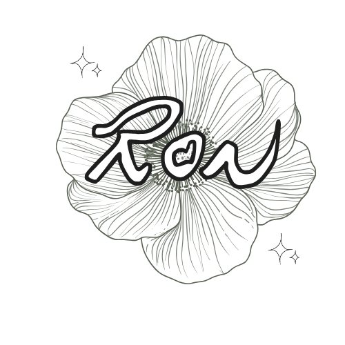 Line-drawn poppy with the RON script