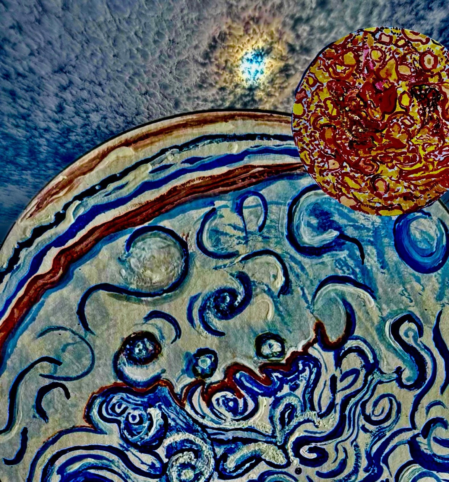 Painted transition frame of the planetscape